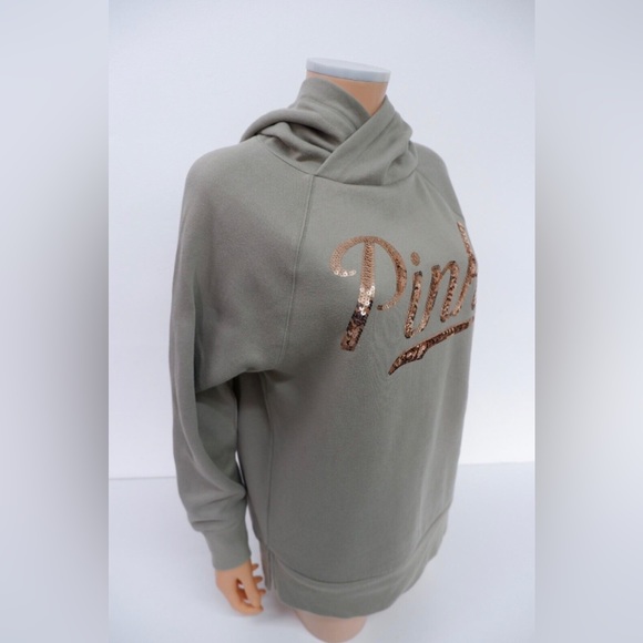 ♡ Victoria Secret PINK Green Sequin Hoodie BNWT ♡ - Picture 3 of 4